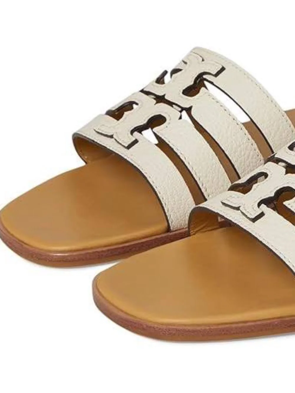 TORY BURCH Women's INES Cream Leather Slide Sandals Size 12 - Picture 9 of 9